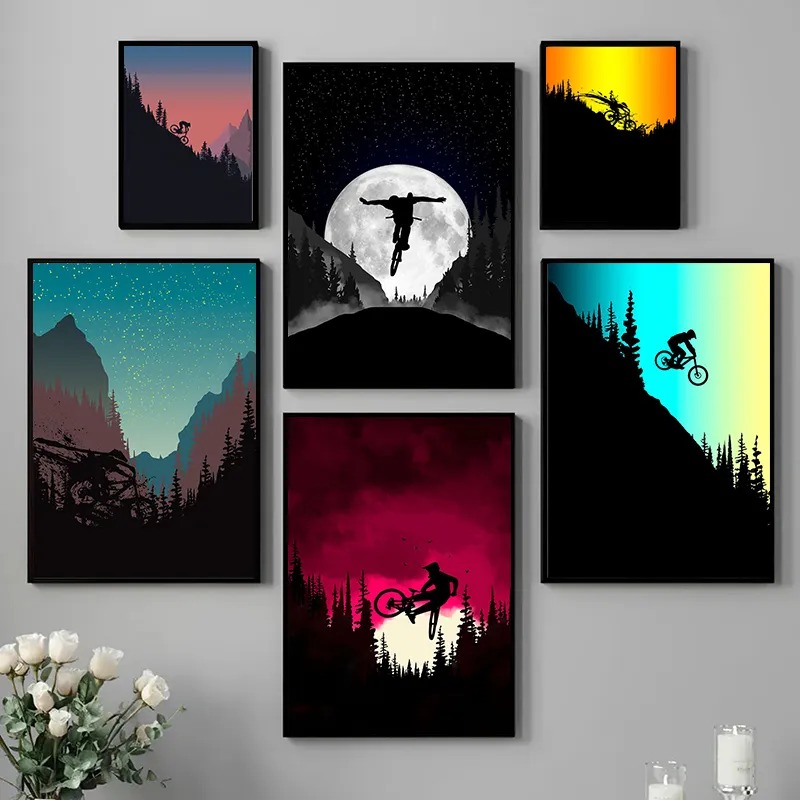 Mountain Biking Pictures - Vintage Mountain Bike Posters Print Canvas