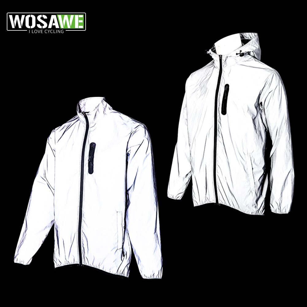 Mountain Biking Rain Jacket - WOSAWE Men's Fully Reflective Jacket Outdoor