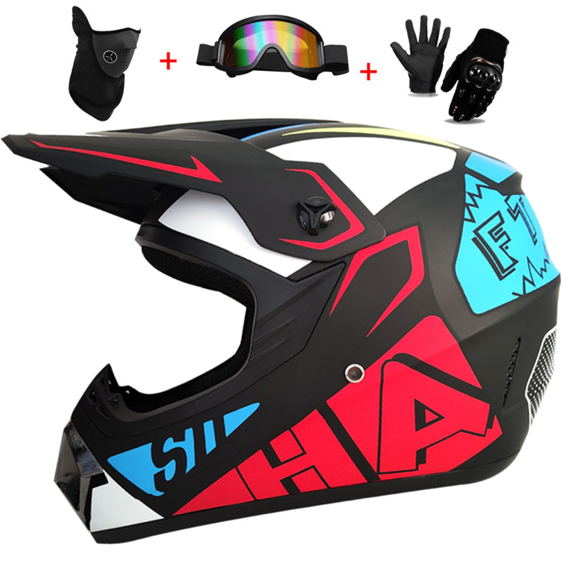 Mountain Biking Helmet Kids - 3Pcs Kids Off-Road Full Helmet,Motocross Casco