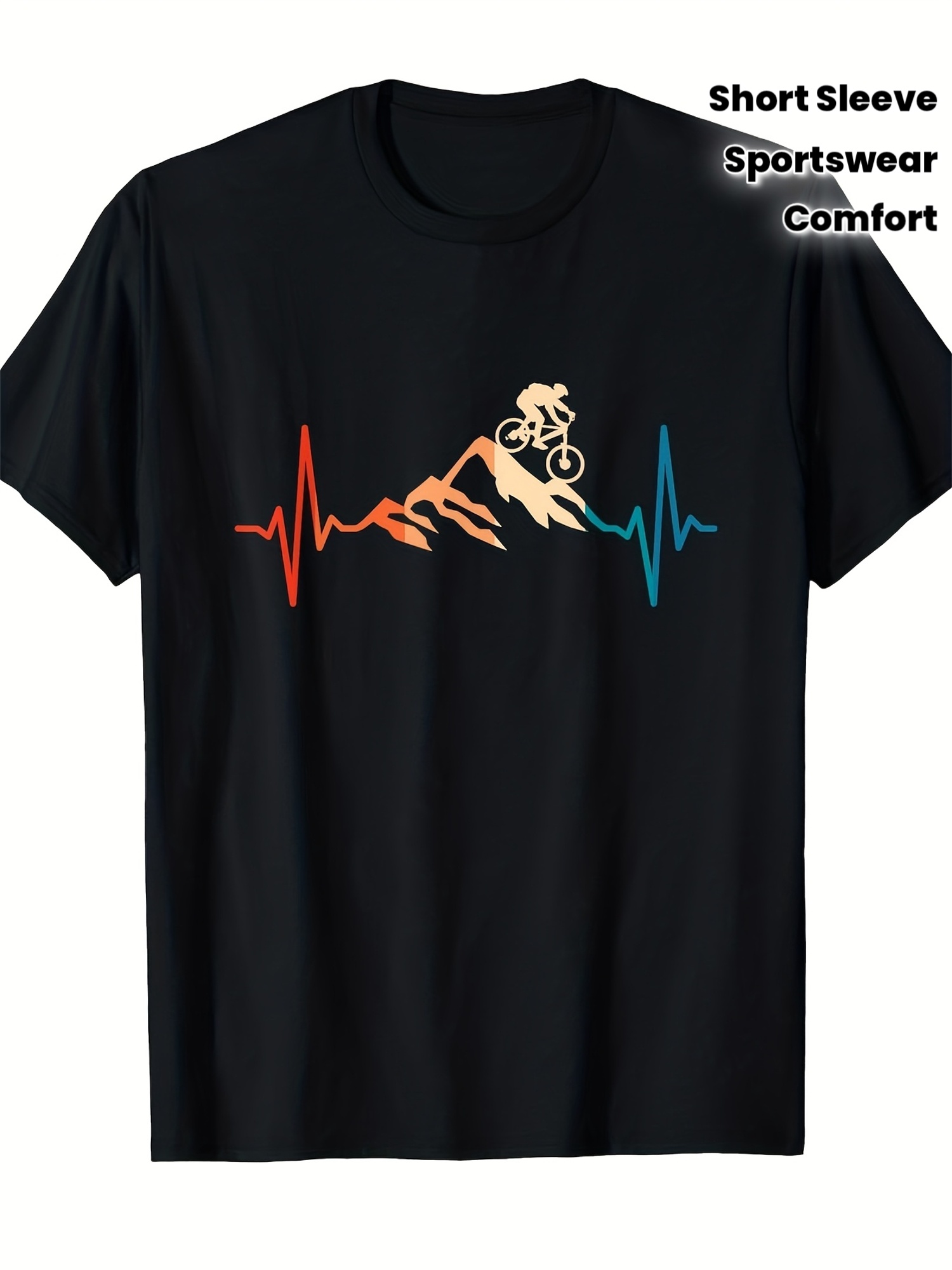 Mountain Biking Gifts - Men's Mountain Bike Heartbeat Graphic T-Shirt