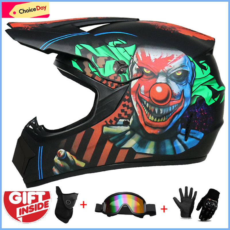 3Pcs Kids Off-Road Full Helmet - Mountain Biking Helmet Kids ulasan dan harga